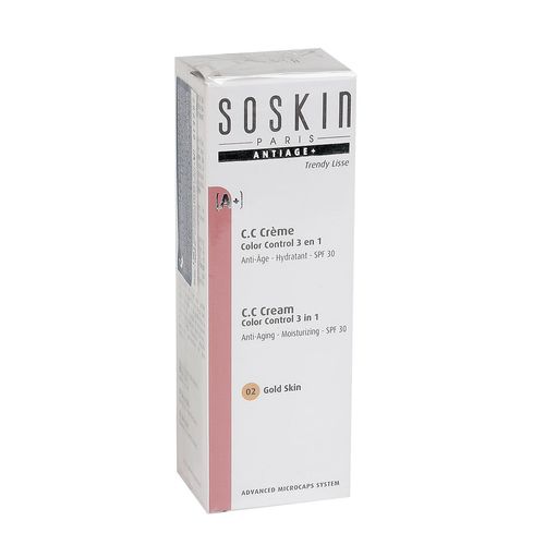 SOSKIN CC CREAM COLOR CONTROL 3 EN 1 SPF30 GOLD